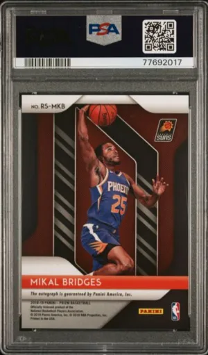 Mikal Bridges Rookie Signatures Prizm PSA 9 back